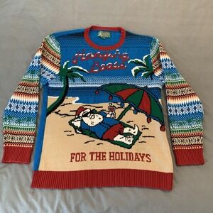 Ugly Christmas Sweater Mens 2XL Hanging Loose Beach Santa Holiday Knit Pullover